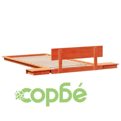 Рамка за легло с нощни масички от масивно дърво кафяво 90x190 см ➤ топ цена ➤ sorbe.bg