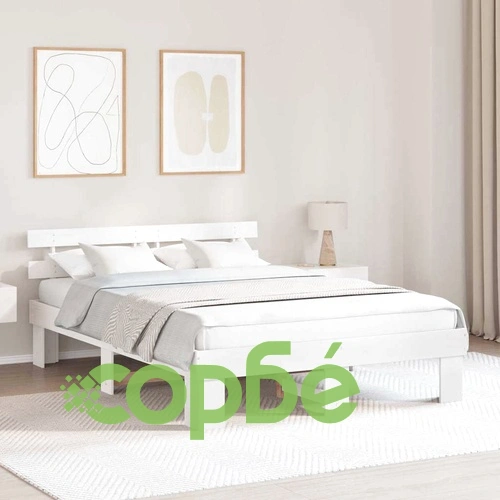 Рамка за легло с табла бяла 160x200 см масивна борова дървесина ➤ топ цена ➤ sorbe.bg