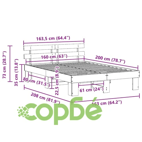 Рамка за легло с табла бяла 160x200 см масивна борова дървесина ➤ топ цена ➤ sorbe.bg