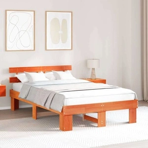 Рамка за легло с табла кафяво 120x200 см масивна борова дървесина