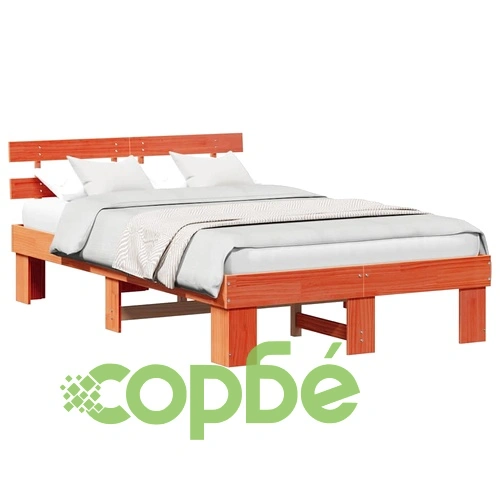 Рамка за легло с табла кафяво 120x200 см масивна борова дървесина ➤ топ цена ➤ sorbe.bg