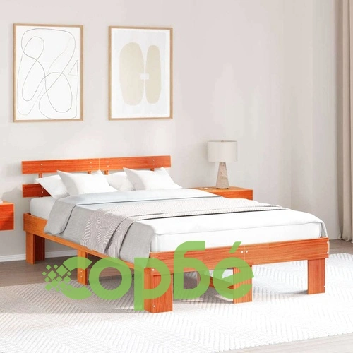 Рамка за легло с табла кафяво 140x190 см масивна борова дървесина ➤ топ цена ➤ sorbe.bg