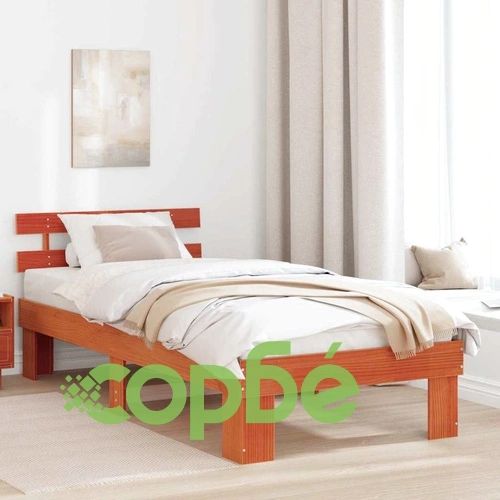 Рамка за легло с табла кафяво 100x200 см масивна борова дървесина ➤ топ цена ➤ sorbe.bg