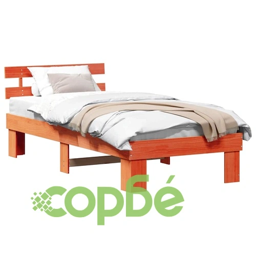 Рамка за легло с табла кафяво 100x200 см масивна борова дървесина ➤ топ цена ➤ sorbe.bg