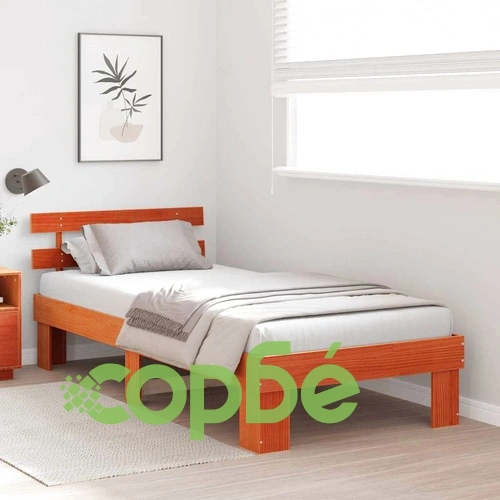 Рамка за легло с табла кафяво 100x200 см масивна борова дървесина ➤ топ цена ➤ sorbe.bg