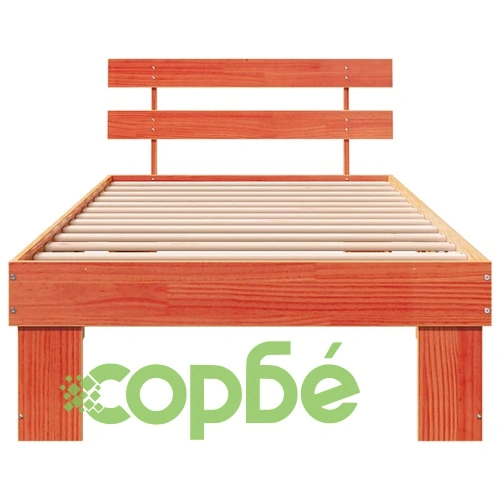 Рамка за легло с табла кафяво 100x200 см масивна борова дървесина ➤ топ цена ➤ sorbe.bg