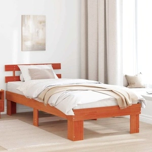 Рамка за легло с табла от масивна борова дървесина 80x200 см кафяво