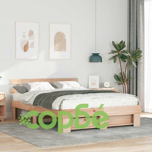 Рамка за легло с табла от масивно борово дърво 160x200 см - кафяв цвят ➤ топ цена ➤ sorbe.bg
