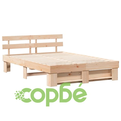 Рамка за легло с табла от масивно борово дърво 160x200 см - кафяв цвят ➤ топ цена ➤ sorbe.bg