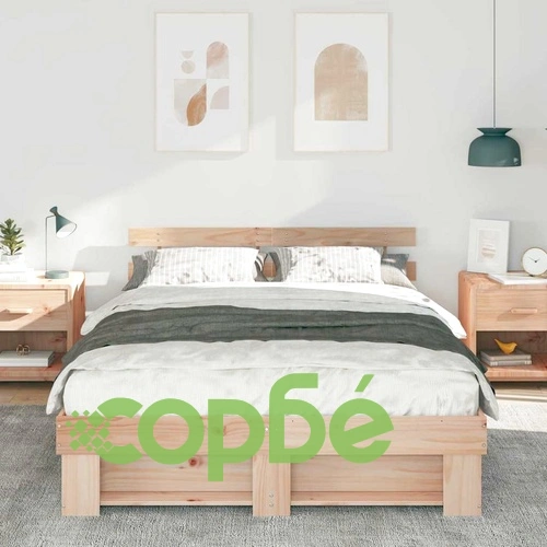 Рамка за легло с табла от масивно борово дърво 160x200 см - кафяв цвят ➤ топ цена ➤ sorbe.bg