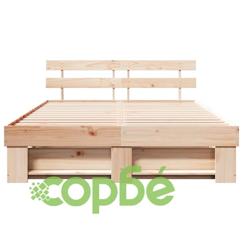 Рамка за легло с табла от масивно борово дърво 160x200 см - кафяв цвят ➤ топ цена ➤ sorbe.bg