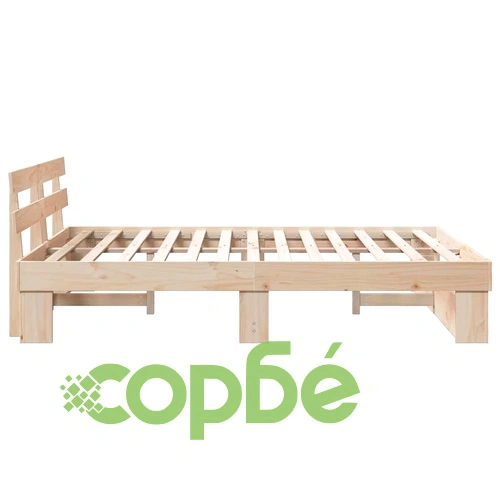 Рамка за легло с табла от масивно борово дърво 160x200 см - кафяв цвят ➤ топ цена ➤ sorbe.bg
