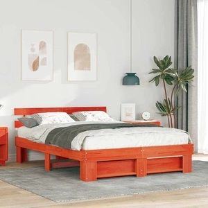 Рамка за легло с табла Восъчнокафяв 150x200 см Борово дърво масив