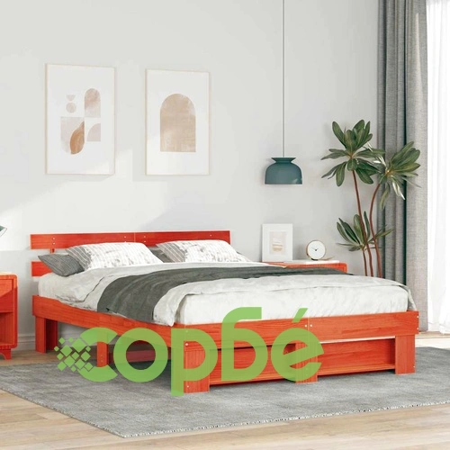 Рамка за легло с табла Восъчнокафяв 150x200 см Борово дърво масив ➤ топ цена ➤ sorbe.bg