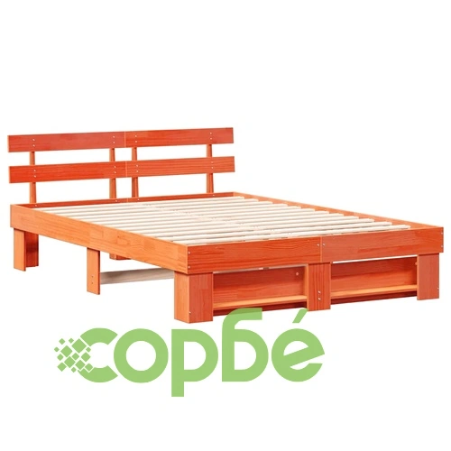 Рамка за легло с табла Восъчнокафяв 150x200 см Борово дърво масив ➤ топ цена ➤ sorbe.bg