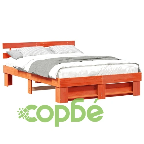 Рамка за легло с табла Восъчнокафяв 150x200 см Борово дърво масив ➤ топ цена ➤ sorbe.bg