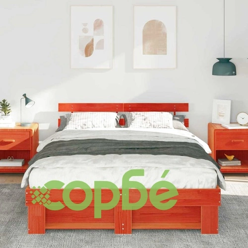Рамка за легло с табла Восъчнокафяв 150x200 см Борово дърво масив ➤ топ цена ➤ sorbe.bg