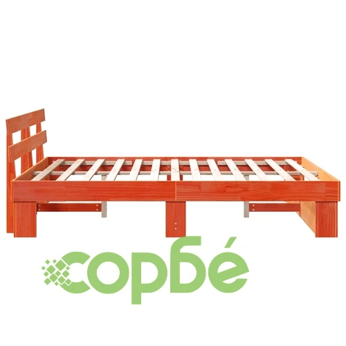 Рамка за легло с табла Восъчнокафяв 150x200 см Борово дърво масив ➤ топ цена ➤ sorbe.bg