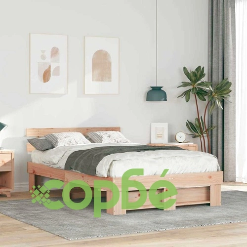 Рамка за легло с табла от масивно борово дърво 140x190 см кафява ➤ топ цена ➤ sorbe.bg