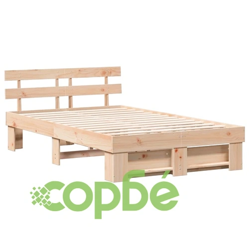 Рамка за легло с табла от масивно борово дърво 140x190 см кафява ➤ топ цена ➤ sorbe.bg