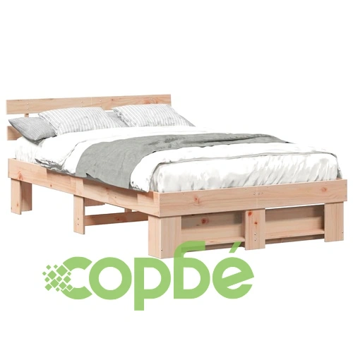 Рамка за легло с табла от масивно борово дърво 140x190 см кафява ➤ топ цена ➤ sorbe.bg