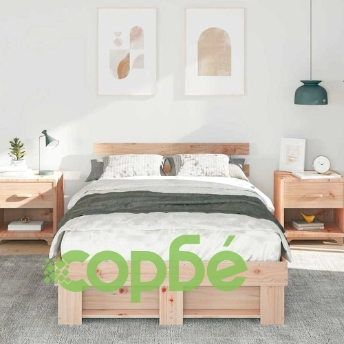Рамка за легло с табла от масивно борово дърво 140x190 см кафява ➤ топ цена ➤ sorbe.bg