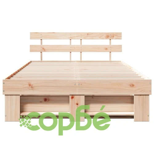 Рамка за легло с табла от масивно борово дърво 140x190 см кафява ➤ топ цена ➤ sorbe.bg