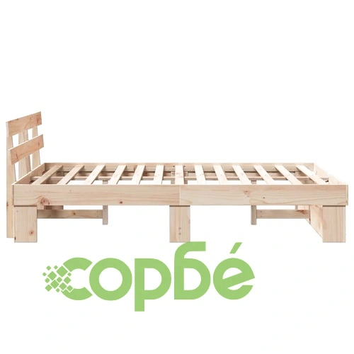 Рамка за легло с табла от масивно борово дърво 140x190 см кафява ➤ топ цена ➤ sorbe.bg