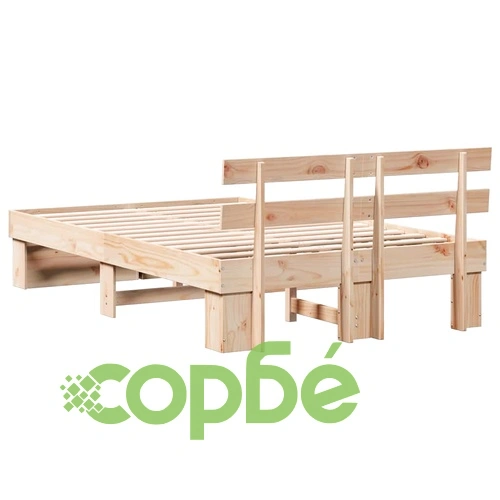 Рамка за легло с табла от масивно борово дърво 140x190 см кафява ➤ топ цена ➤ sorbe.bg