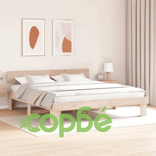 Рамка за легло с табла 180x200 см от масивно борово дърво, кафяв цвят ➤ топ цена ➤ sorbe.bg