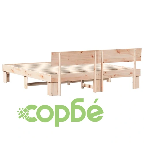 Рамка за легло с табла 180x200 см от масивно борово дърво, кафяв цвят ➤ топ цена ➤ sorbe.bg