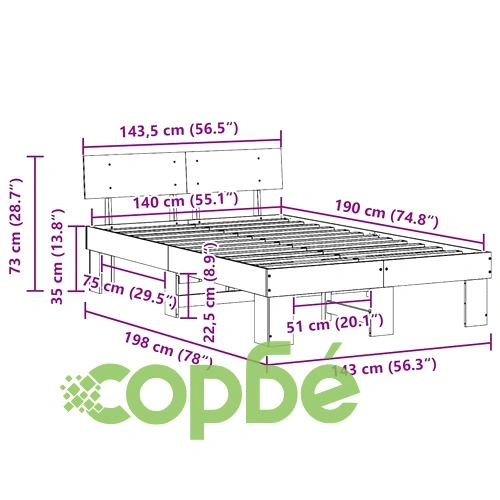 Рамка за легло с табла от масивно борово дърво бяло 140x190 см ➤ топ цена ➤ sorbe.bg