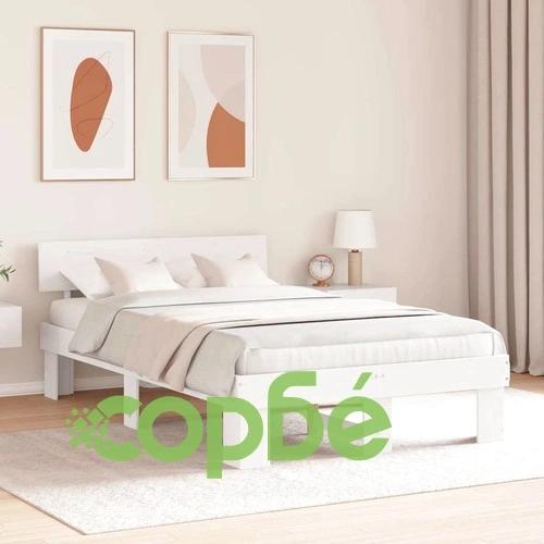 Рамка за легло с табла от масивно борово дърво бяло 140x190 см ➤ топ цена ➤ sorbe.bg