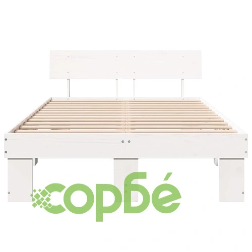 Рамка за легло с табла от масивно борово дърво бяло 140x190 см ➤ топ цена ➤ sorbe.bg