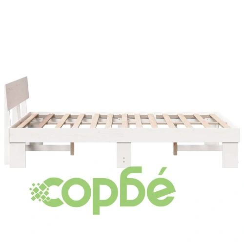 Рамка за легло с табла от масивно борово дърво бяло 140x190 см ➤ топ цена ➤ sorbe.bg