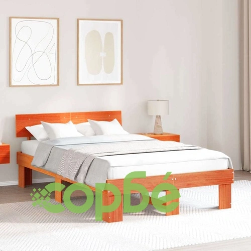 Рамка за легло с табла восъчнокафяв цвят 140x190 см масивно борово дърво ➤ топ цена ➤ sorbe.bg