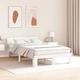 Рамка за легло с табла бяла 135x190 см масивна борова дървесина
