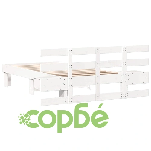 Рамка за легло с нощни шкафчета бяло 100x200 см борово дърво масив ➤ топ цена ➤ sorbe.bg