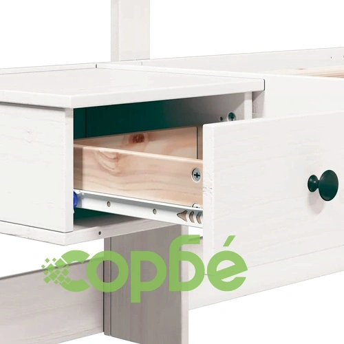 Рамка за легло с нощни шкафчета от масивно борово дърво - бяла, 90x190 см ➤ топ цена ➤ sorbe.bg