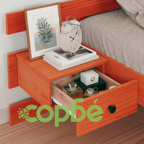 Рамка за легло с нощни шкафчета от масивно борово дърво 90x190 см, восъчнокафяв цвят ➤ топ цена ➤ sorbe.bg