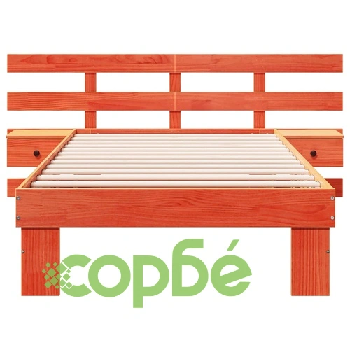 Рамка за легло с нощни шкафчета от масивно борово дърво 90x190 см, восъчнокафяв цвят ➤ топ цена ➤ sorbe.bg