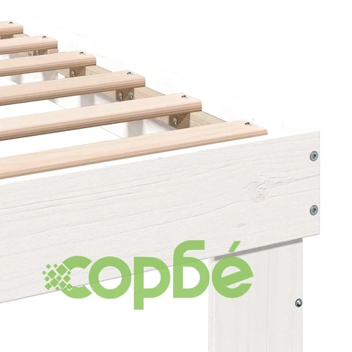 Рамка за легло с нощни шкафчета бяло 75x190 см борово дърво масив ➤ топ цена ➤ sorbe.bg