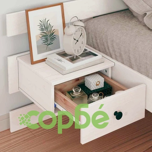 Рамка за легло с нощни шкафчета бяло 75x190 см борово дърво масив ➤ топ цена ➤ sorbe.bg