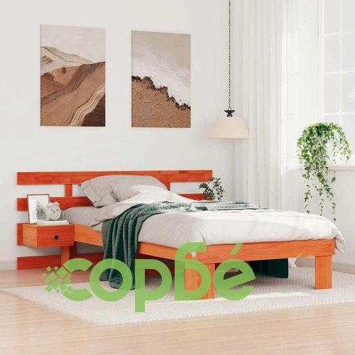 Рамка за легло с нощни шкафчета 75x190 см масивна борова дървесина восъчнокафяв ➤ топ цена ➤ sorbe.bg
