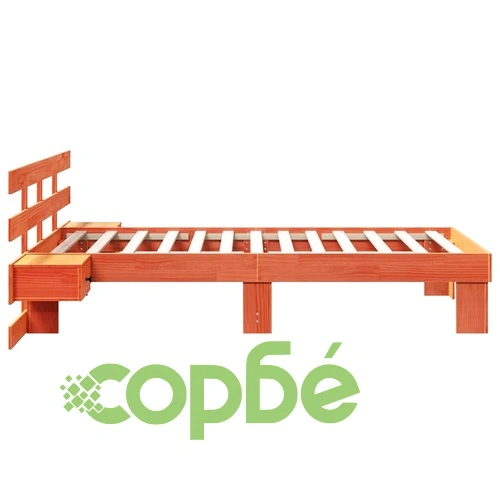 Рамка за легло с нощни шкафчета 75x190 см масивна борова дървесина восъчнокафяв ➤ топ цена ➤ sorbe.bg