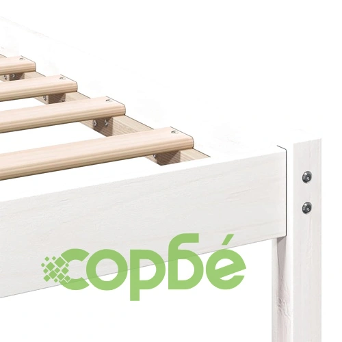 Рамка за легло с табла и LED осветление - Бяло - 150 x 200 cm - Масивно борово дърво ➤ топ цена ➤ sorbe.bg