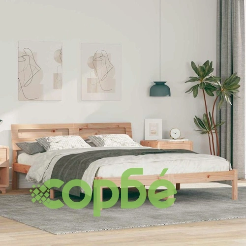 Рамка за легло с табла и LED осветление 140x200 см масивно борово дърво кафяво ➤ топ цена ➤ sorbe.bg