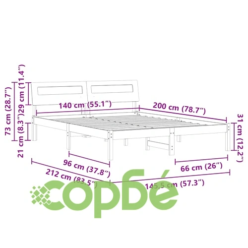 Рамка за легло с табла и LED осветление 140x200 см масивно борово дърво кафяво ➤ топ цена ➤ sorbe.bg