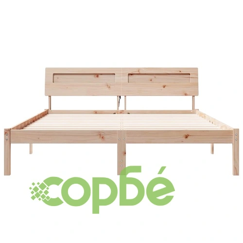 Рамка за легло с табла и LED осветление 140x200 см масивно борово дърво кафяво ➤ топ цена ➤ sorbe.bg