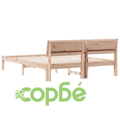 Рамка за легло с табла и LED осветление 140x200 см масивно борово дърво кафяво ➤ топ цена ➤ sorbe.bg